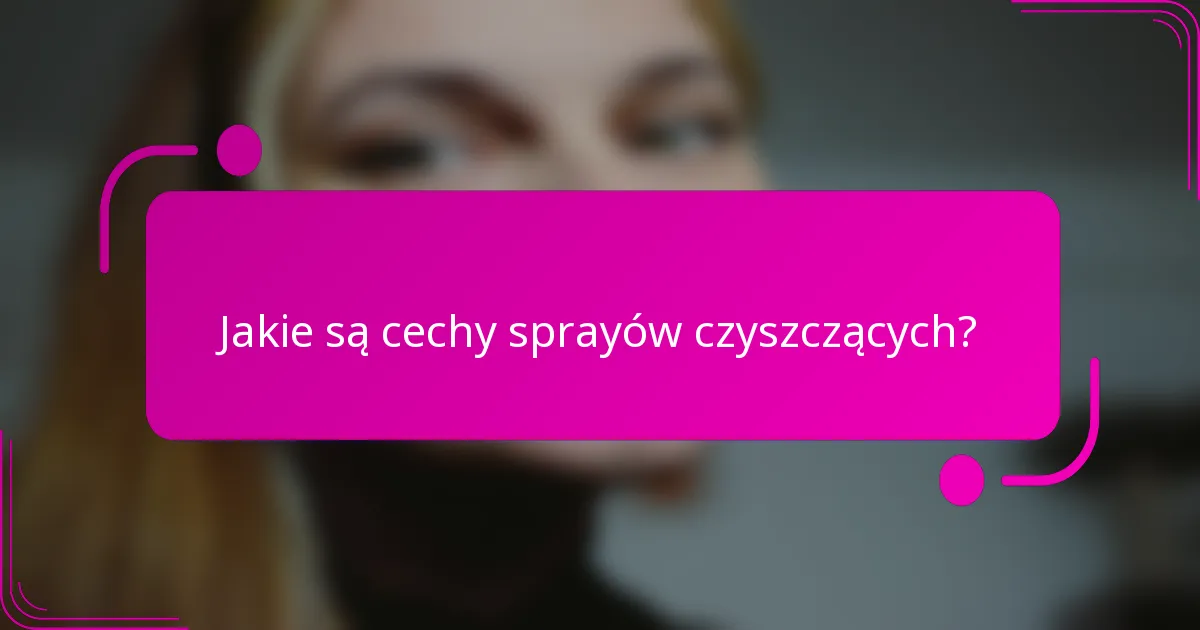 Jakie są cechy sprayów czyszczących?